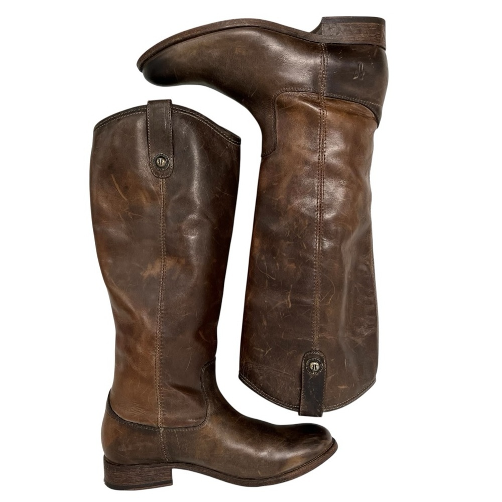Frye Melissa Button Brown Leather Riding Boots Western Women’s 7 - Picture 8 of 13
